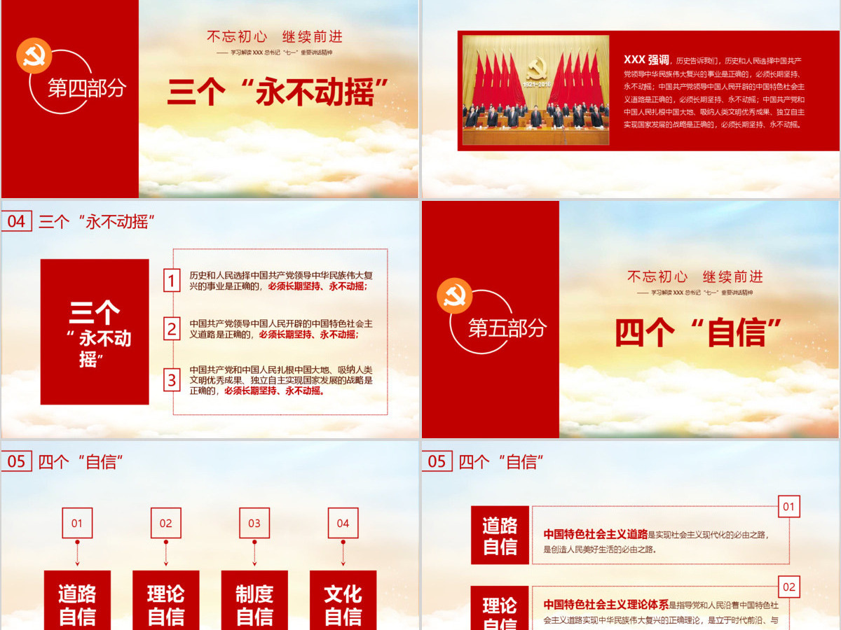 红色大气不忘初心继续前进ppt模板 红色大气不忘初心继续前进ppt模板