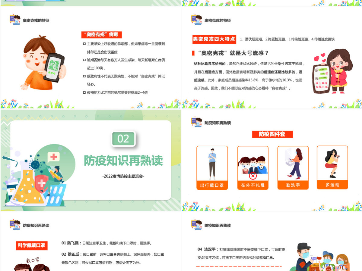 2022抗击疫情从我做起卡通风中小学生疫情防控主题班会课件模板PPT 2022抗击疫情从我做起卡通风中小学生疫情防控主题班会课件模板PPT