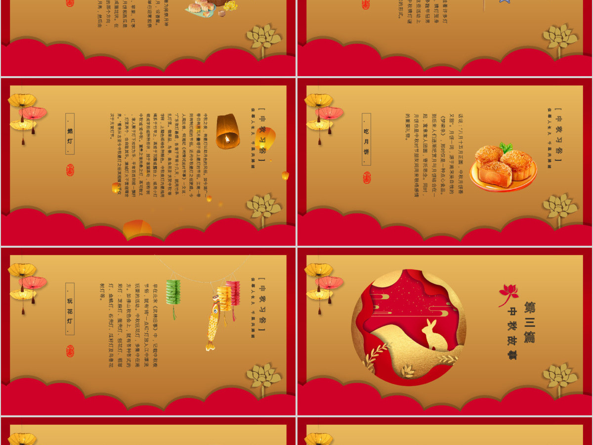 红色中国风喜庆中秋节介绍PPT模板 红色中国风喜庆中秋节介绍PPT模板