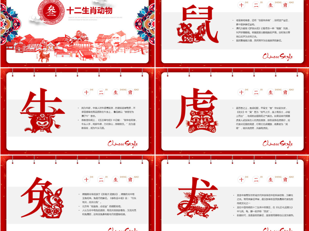 原创剪纸中国风十二生肖中国传统文化PPT模板-版权可商用 原创剪纸中国风十二生肖中国传统文化PPT模板-版权可商用