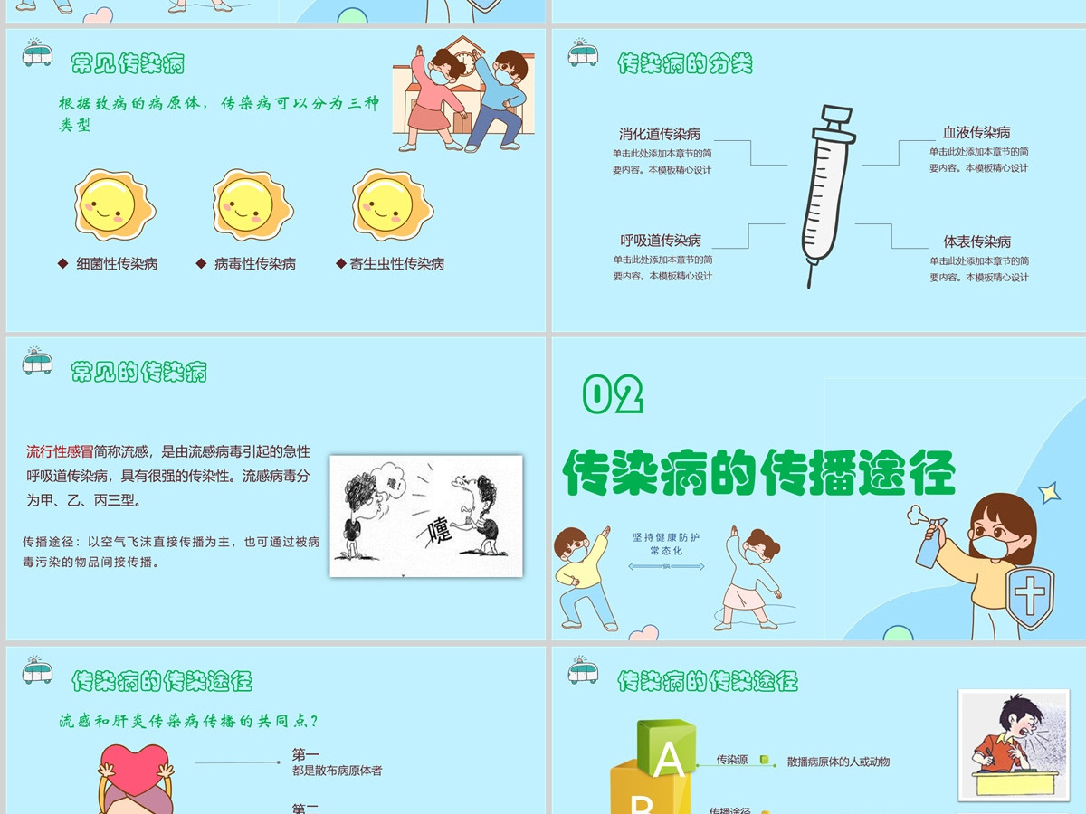 2022春季常见传染病预防知识社会问题职场教育医疗现代风医疗急救常识科普通用PPT模板 2022春季常见传染病预防知识社会问题职场教育医疗现代风医疗急救常识科普通用PPT模板