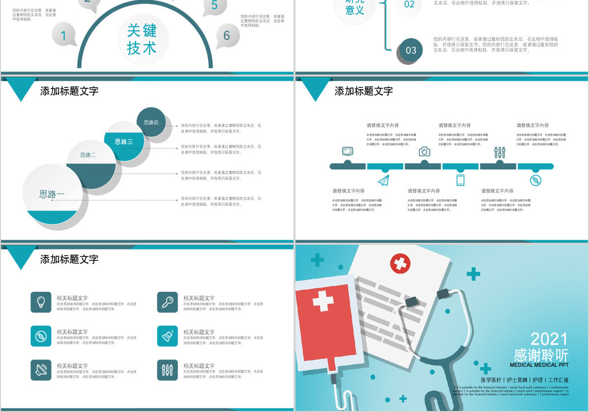 医疗护理医学报告会议总结动态PPT模板
