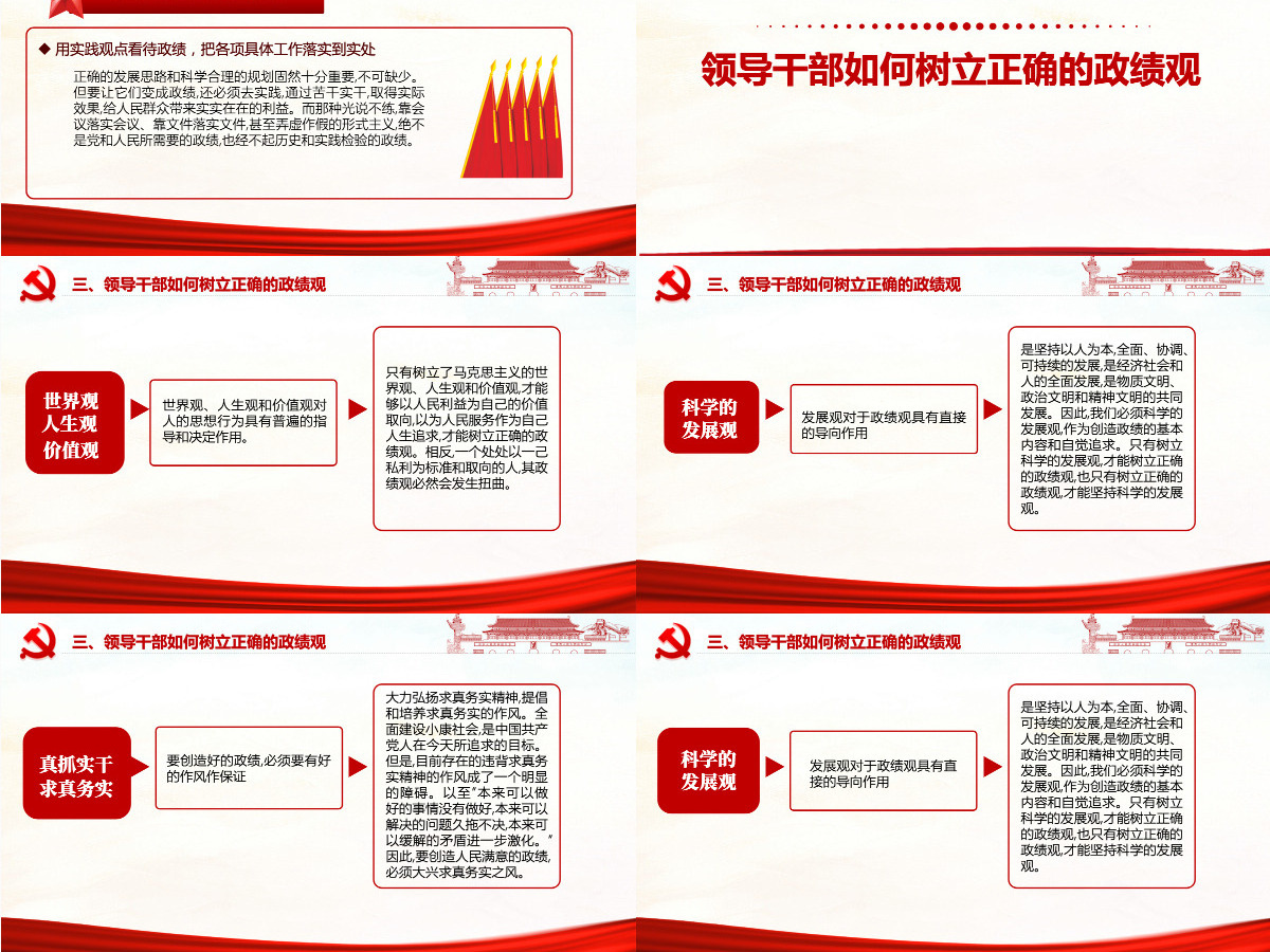 红色简洁大气树立正确的政绩观党建专题教育党课PPT模板-含讲稿 红色简洁大气树立正确的政绩观党建专题教育党课PPT模板-含讲稿
