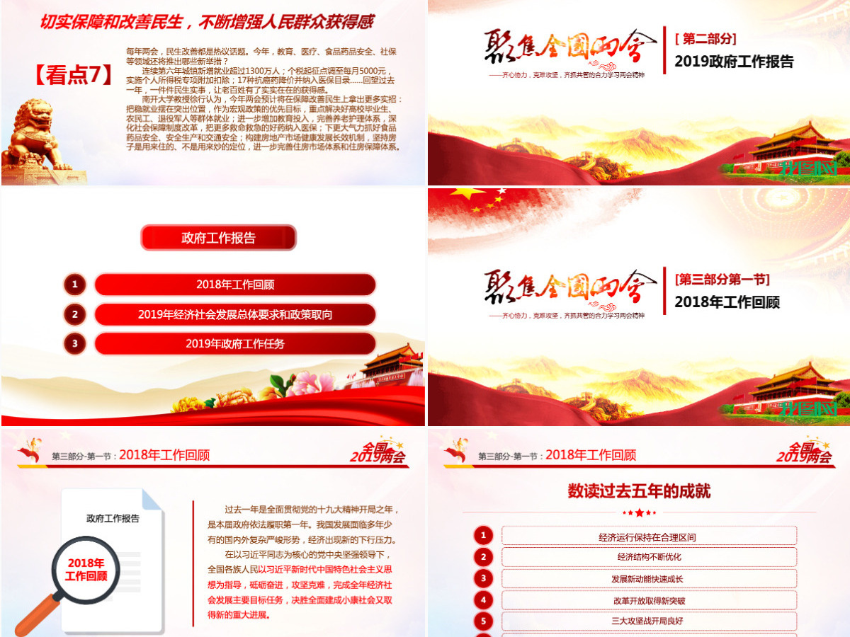 原创中国风2019两会政协政府工作报告ppt-版权可商用 原创中国风2019两会政协政府工作报告ppt-版权可商用