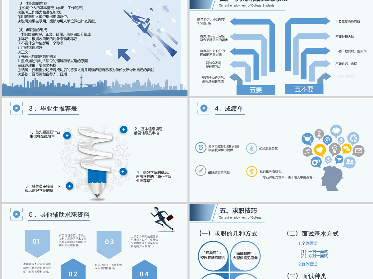 简约蓝色清新大学生就业指导PPT模板 简约蓝色清新大学生就业指导PPT模板