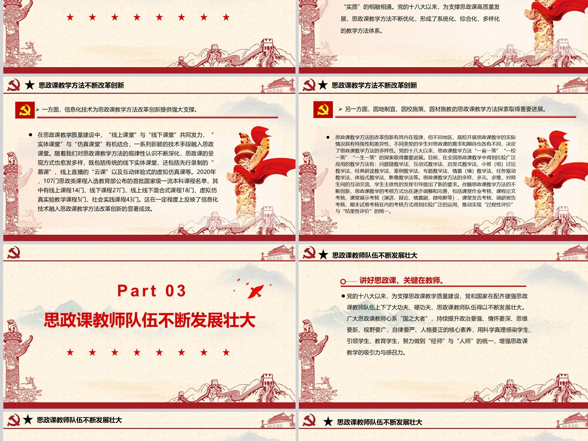党的十八大以来思政课教学质量建设成就述评党政风党员干部学习教育专题党课PPT-含讲稿 党的十八大以来思政课教学质量建设成就述评党政风党员干部学习教育专题党课PPT-含讲稿