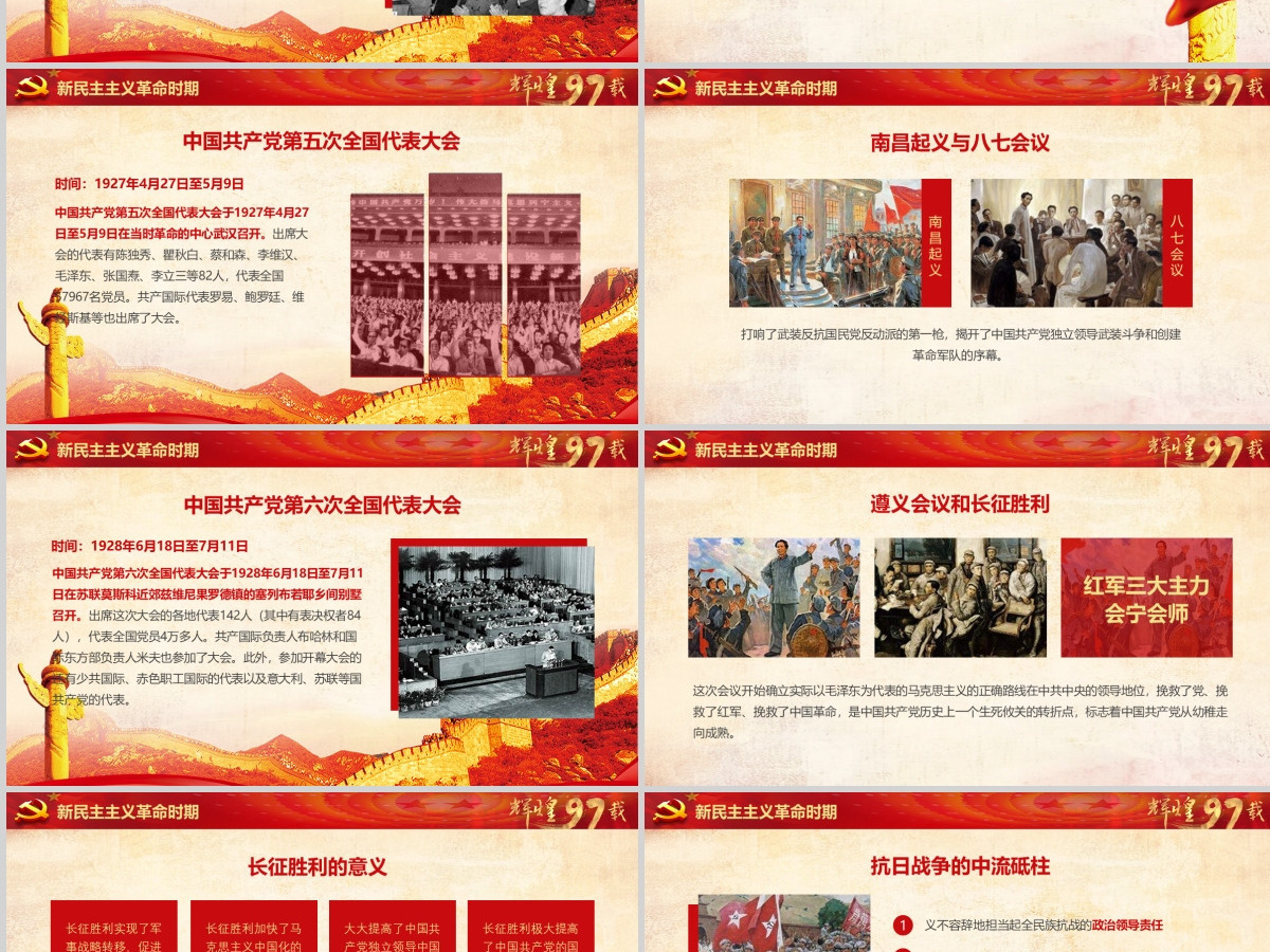 中国共产党党史建党100周年党课学习PPT模板-含讲稿