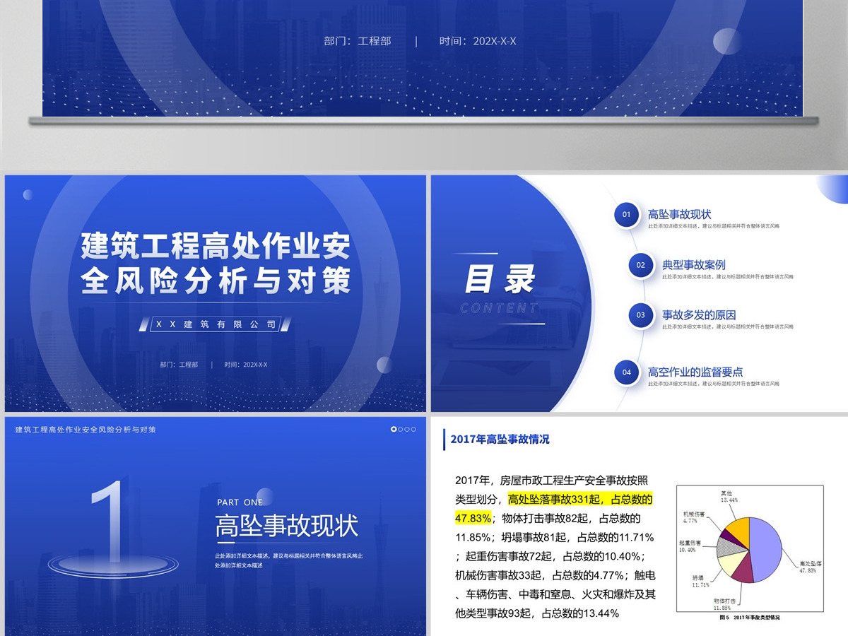 2023建筑工程高处作业安全风险分析与对策工作汇报商务PPT模板 2023建筑工程高处作业安全风险分析与对策工作汇报商务PPT模板