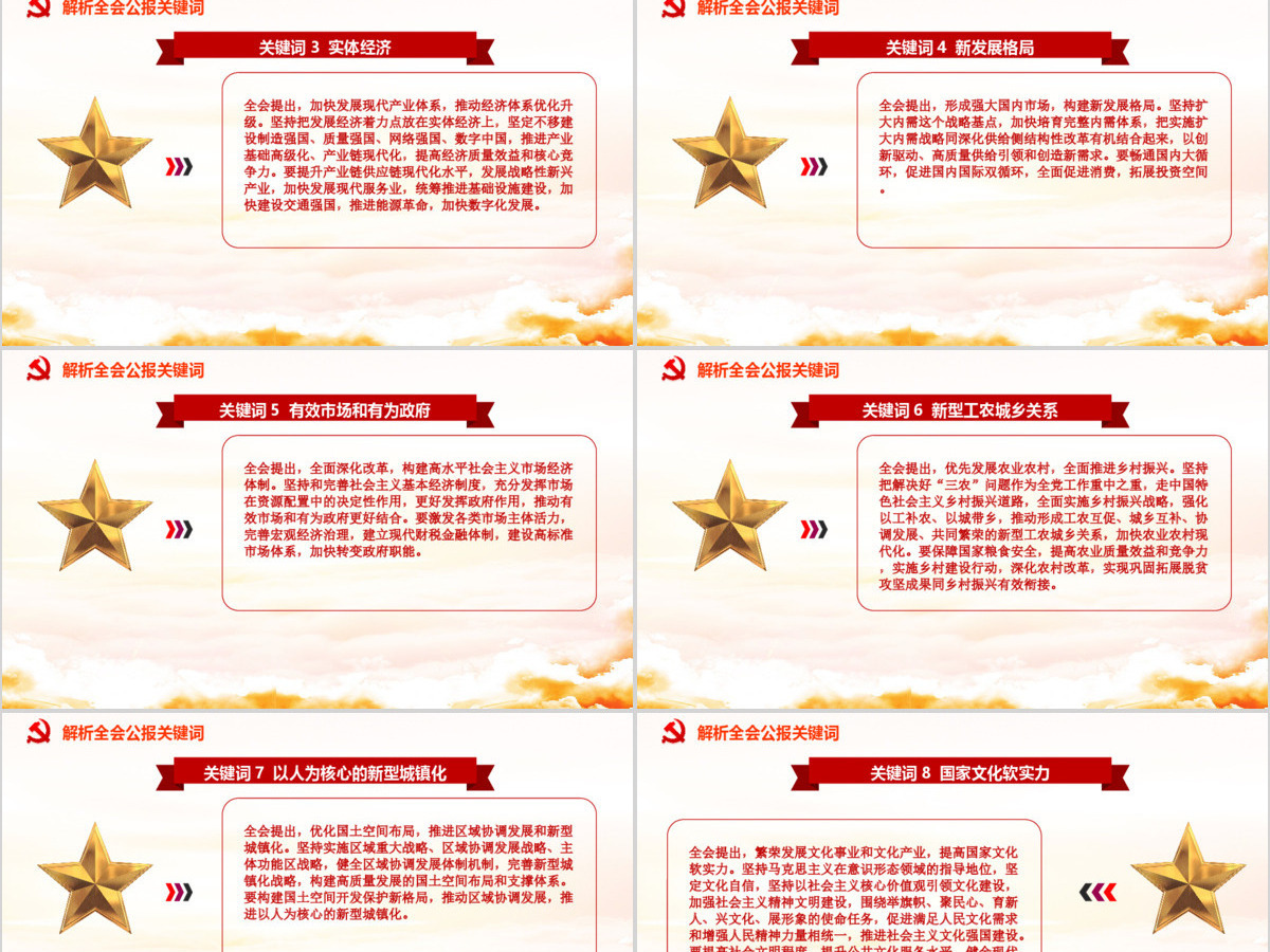 简约党建风中国共产党第十九届五中全会公报学习解读PPT