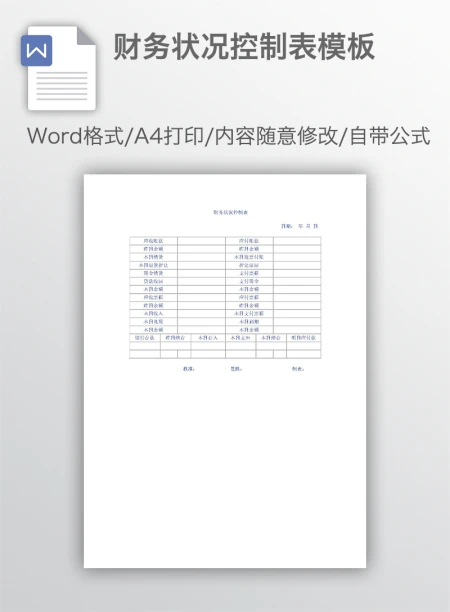 财务状况控制表模板