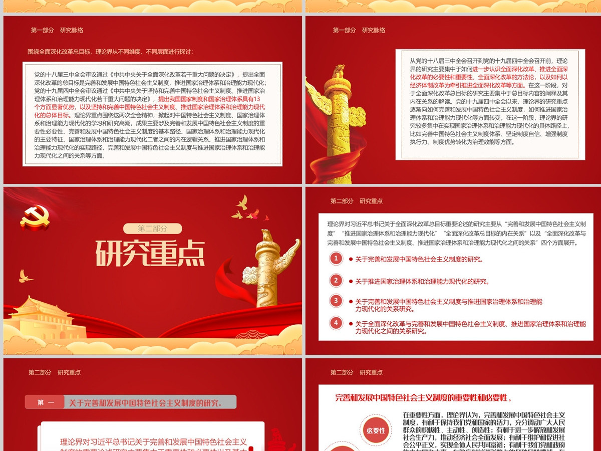 “总书记关于全面深化改革总目标重要论述”研究述评党政风党员干部学习教育专题党课课件模板PPT-含讲稿