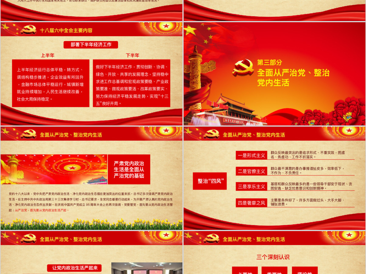 十八界六中全会精神党内生活准则ppt模板幻灯片