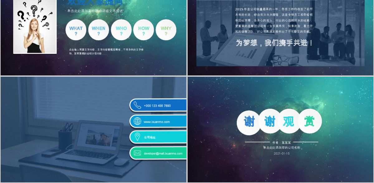 最新时尚梦幻星空年终总结工作总结项目汇报PPT模板
