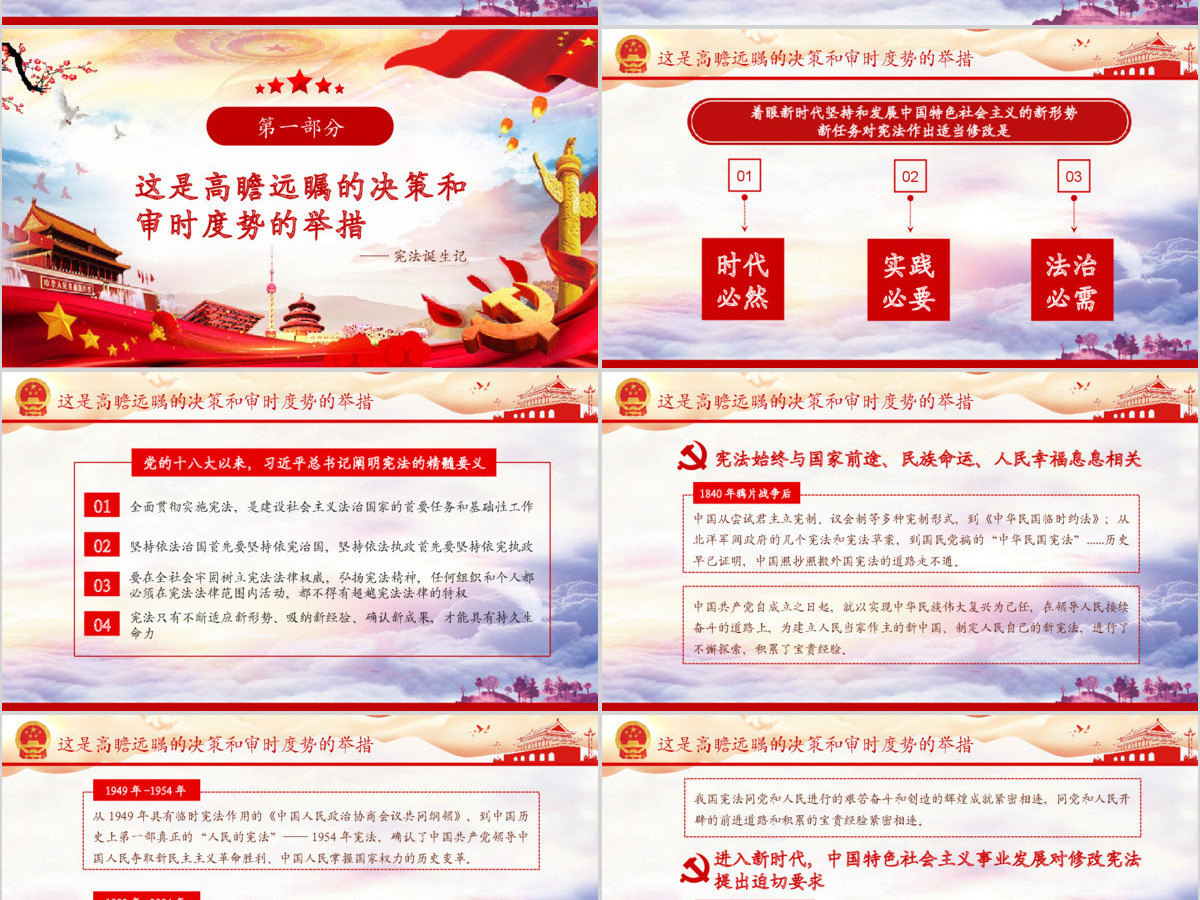 红色大气聚焦两会党政党课学习国家宪法诞生记PPT模板 红色大气聚焦两会党政党课学习国家宪法诞生记PPT模板