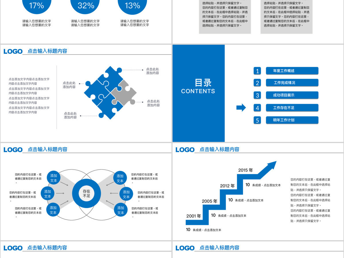 2021年蓝色商务工作汇报PPT模板幻灯片