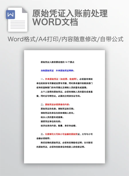 原始凭证入账前处理WORD文档 原始凭证入账前处理WORD文档