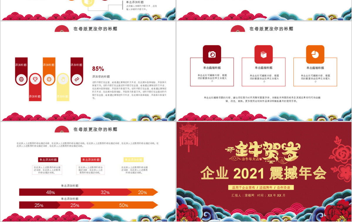 狗年大吉喜庆中国风年会庆典颁奖晚会PPT