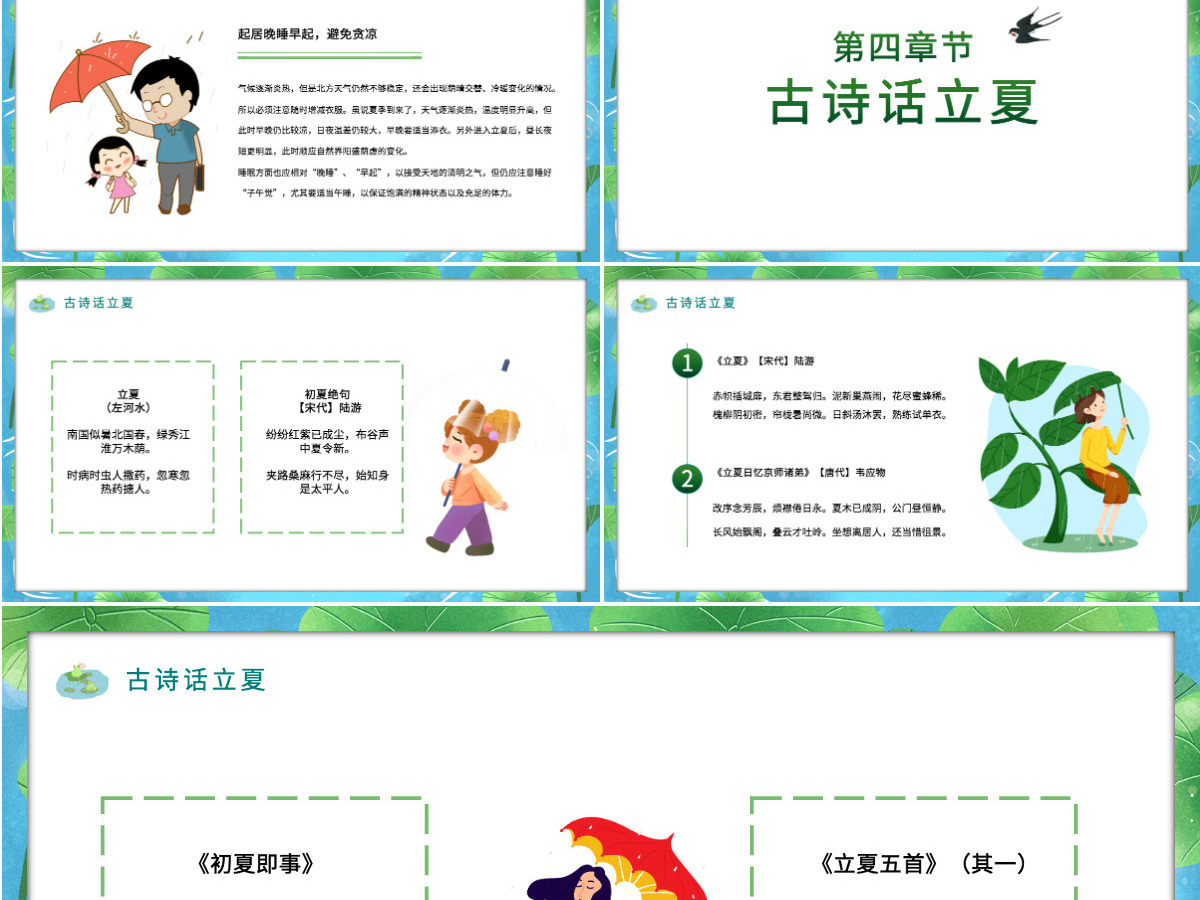 卡通二十四节气立夏介绍模板宣传PPT
