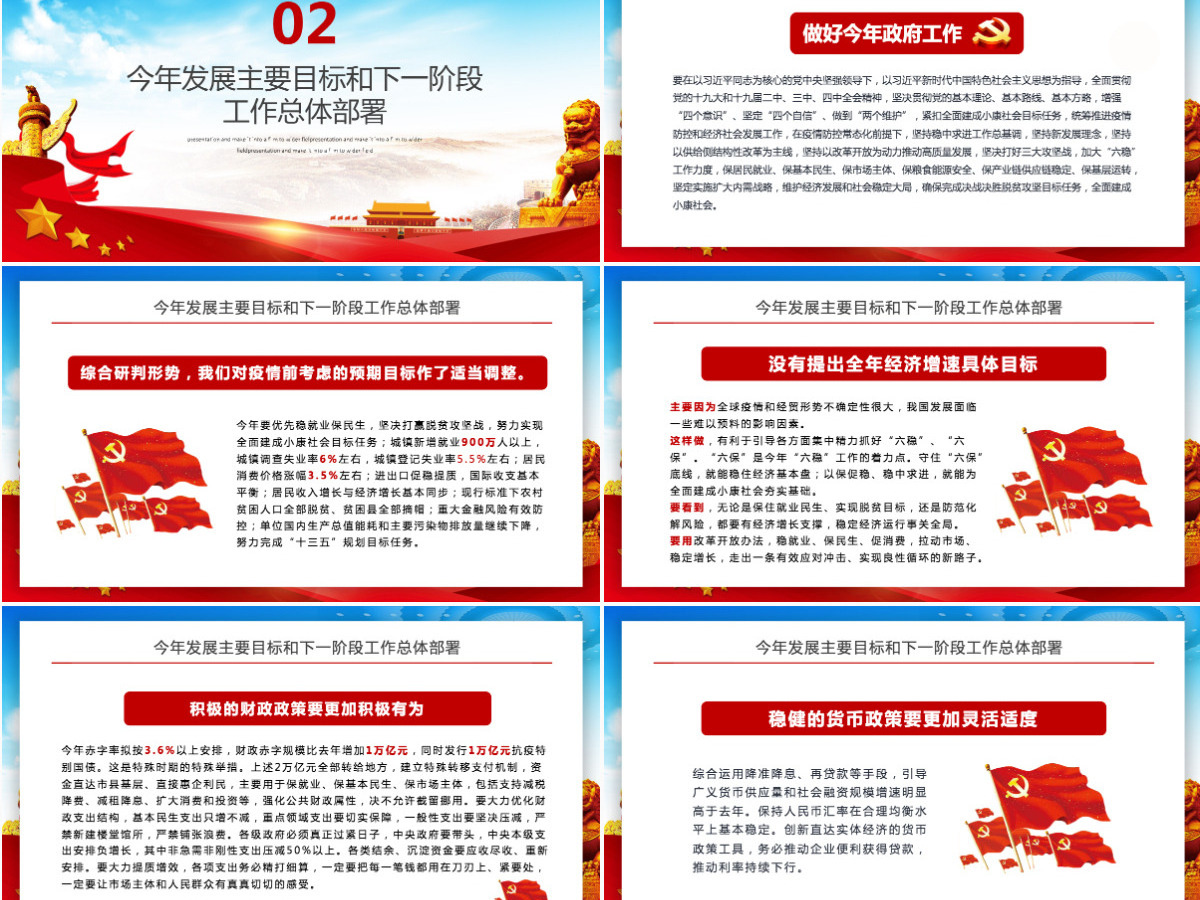 原创2020年全国两会政府工作报告学习解读党政PPT模板
