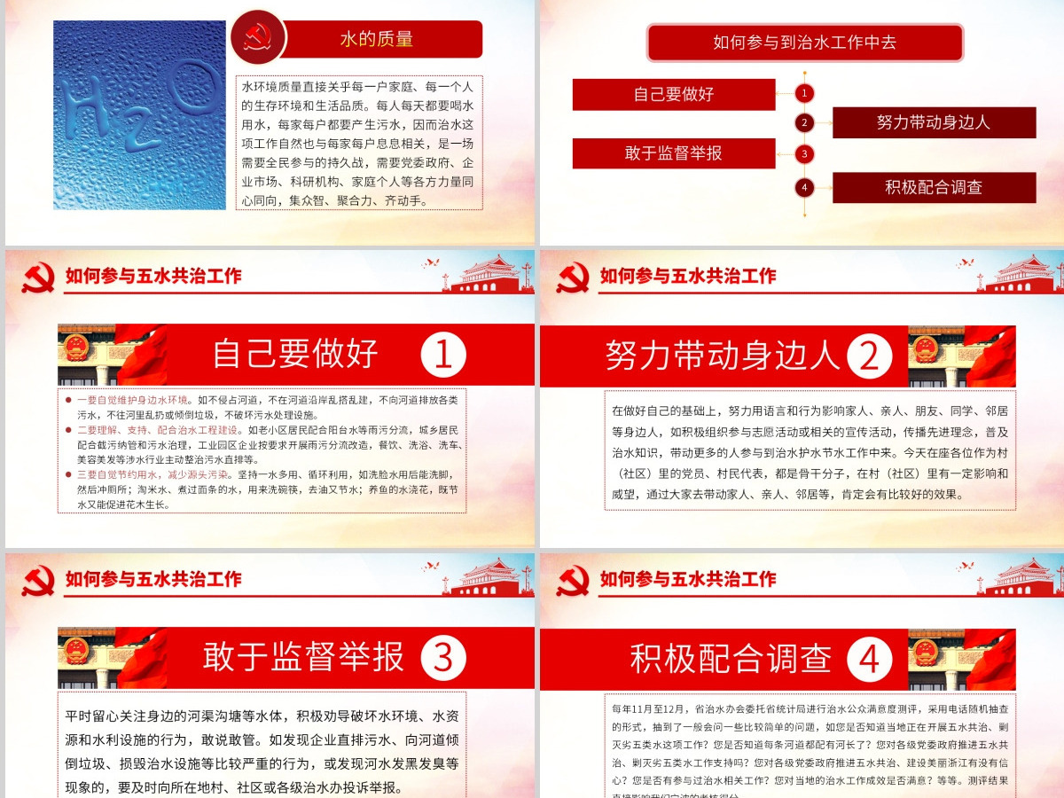 原创五水共治攻坚战绿水青山就是金山银山微党课PPT-含讲稿