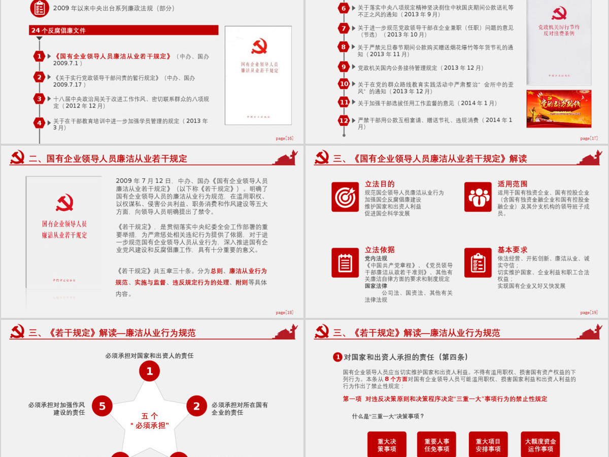 红色公职人员廉洁从业培训PPT模板幻灯片