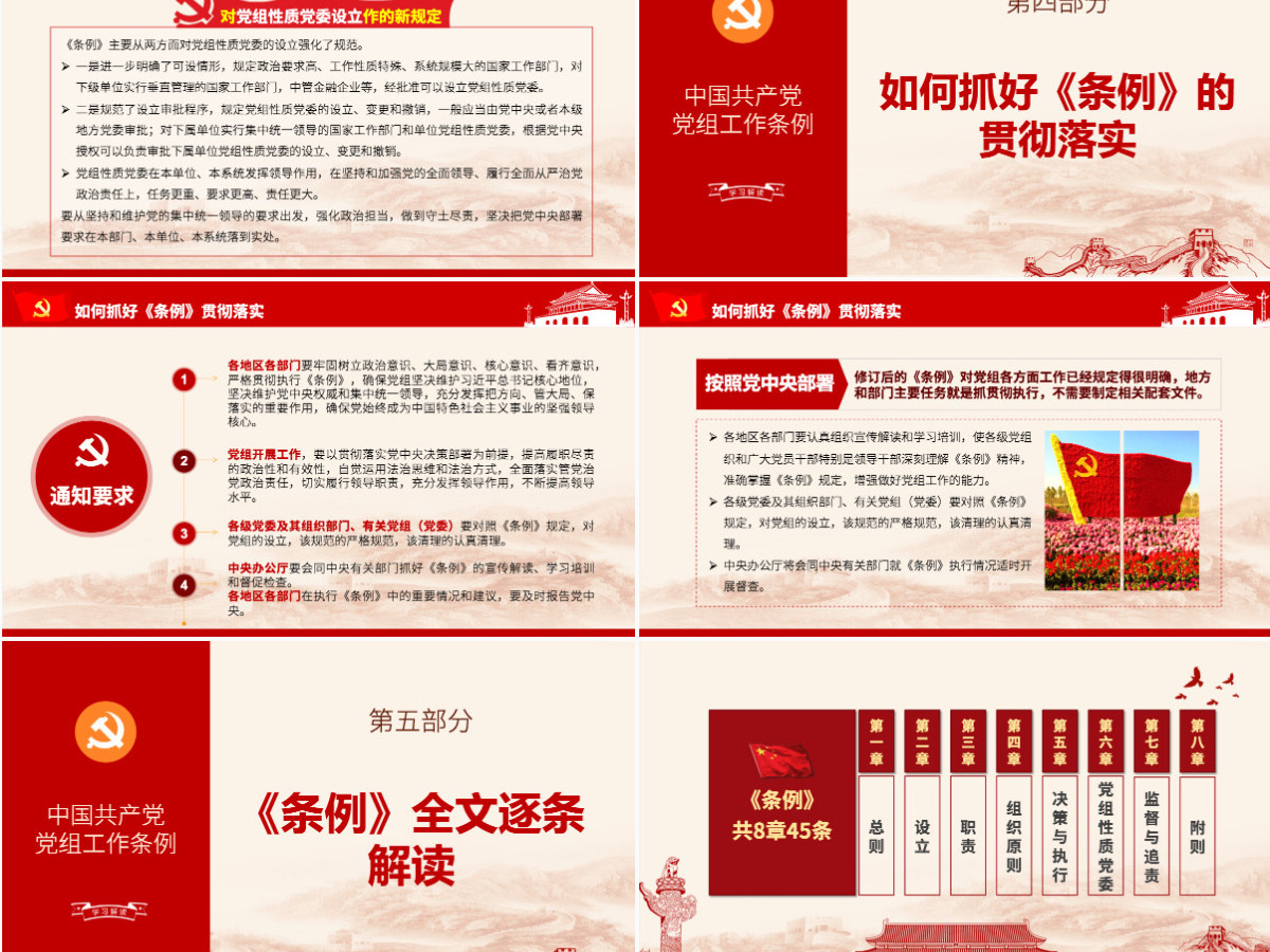 原创中国共产党党组工作条例学习解读党课PPT
