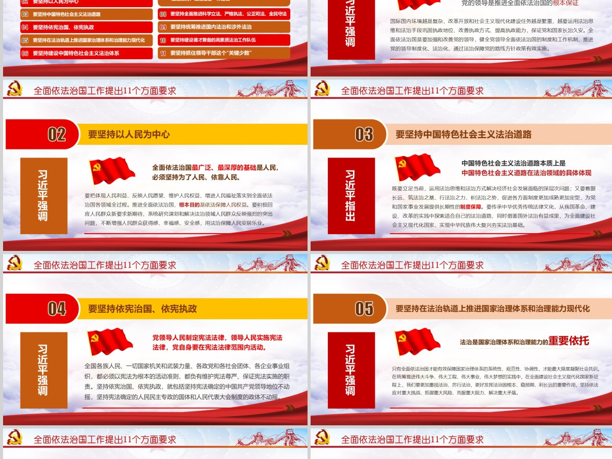 蓝色云海背景简约大气党政风坚定不移全面依法治国的重要性ppt