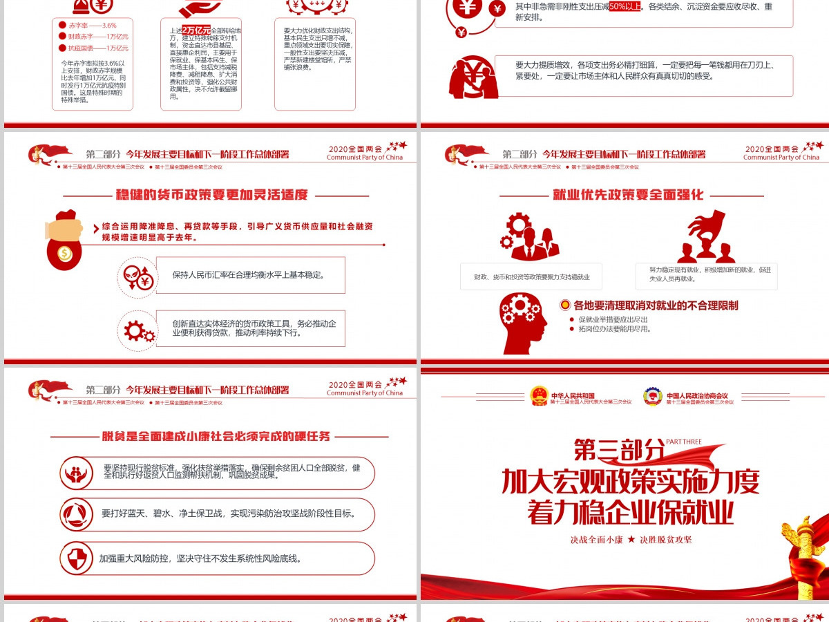 聚焦学习2020全国两会政府工作党建党政ppt模板党支部团支部 聚焦学习2020全国两会政府工作党建党政ppt模板党支部团支部