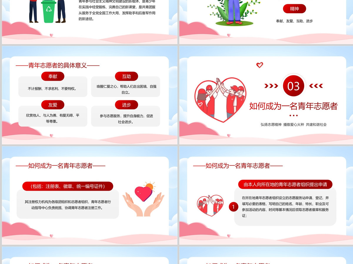 2023中国青年志愿者服务日PPT红色卡通风弘扬志愿精神播撒爱心火种共建和谐社会课件模板 2023中国青年志愿者服务日PPT红色卡通风弘扬志愿精神播撒爱心火种共建和谐社会课件模板