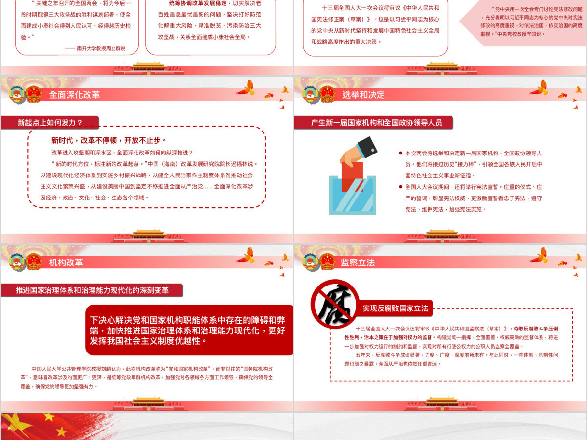 大气完整聚焦2018全国两会政府工作报告解读学习党政党课党建PPT模板 大气完整聚焦2018全国两会政府工作报告解读学习党政党课党建PPT模板
