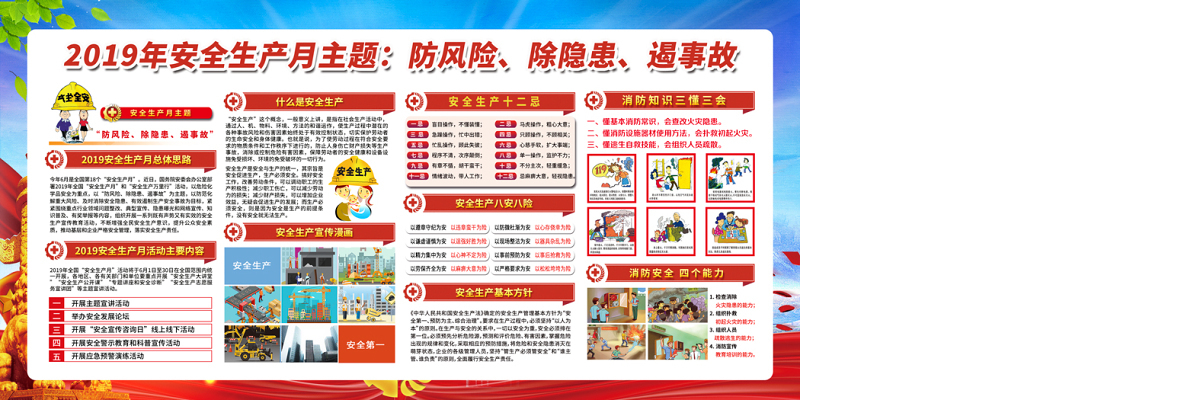 工地宣传栏党建2019全国安全生产月宣传周防风险除隐患遏事故宣传展板