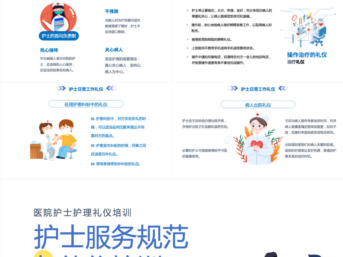 2022护士服务规范与礼仪培训卡通风医院护士护理礼仪培训课件模板PPT 2022护士服务规范与礼仪培训卡通风医院护士护理礼仪培训课件模板PPT
