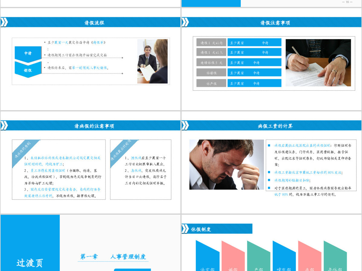 蓝色简约商务通用员工手册