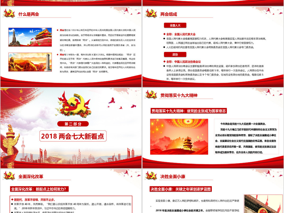 2018聚焦全国两会工作报告学习解读PPTppt