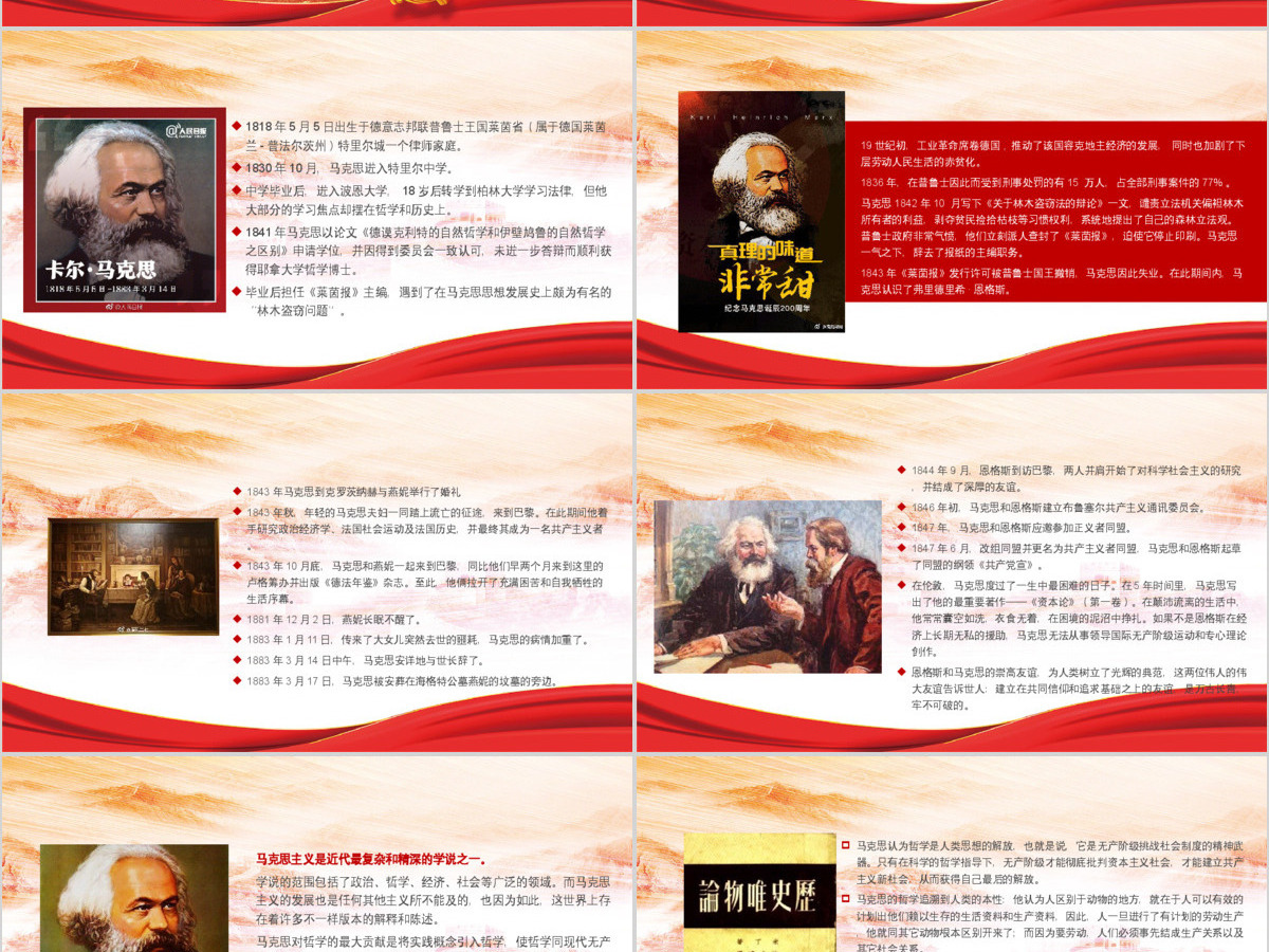 纪念马克思主义真理力量PPT模板 纪念马克思主义真理力量PPT模板