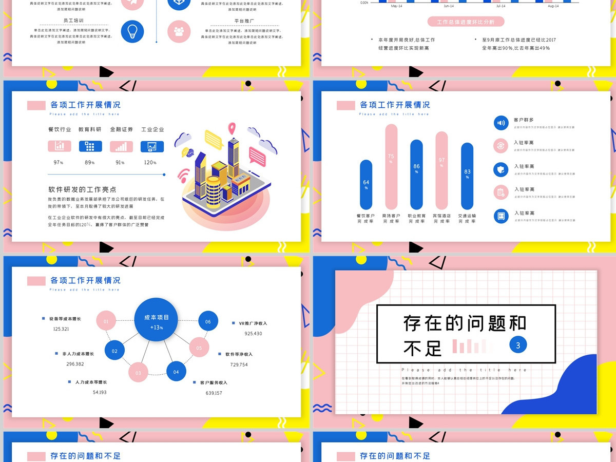 孟菲斯风格互联网行业述职报告PPT模板