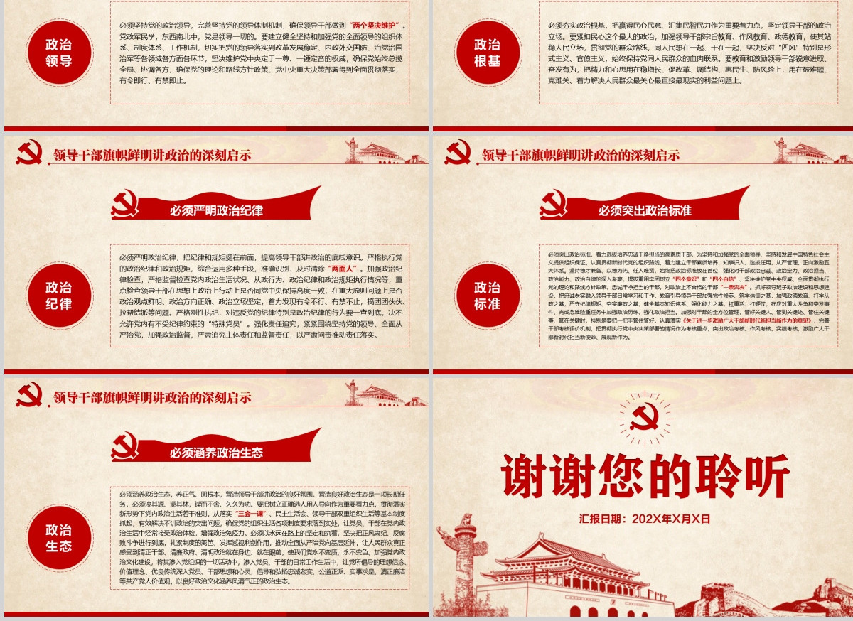 原创新时代领导干部必须旗帜鲜明讲政治党建PPT-含讲稿
