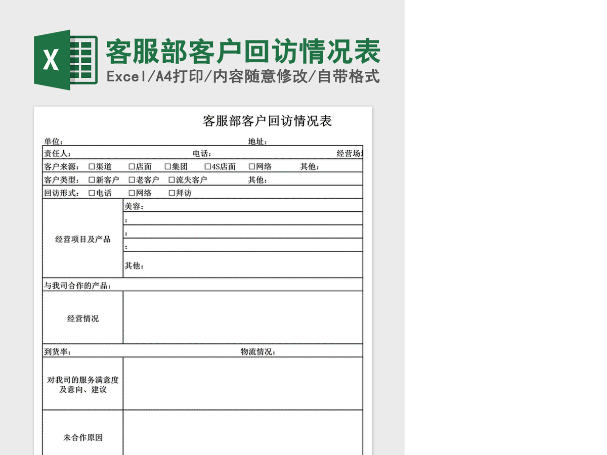 2021年客服部客户回访情况表