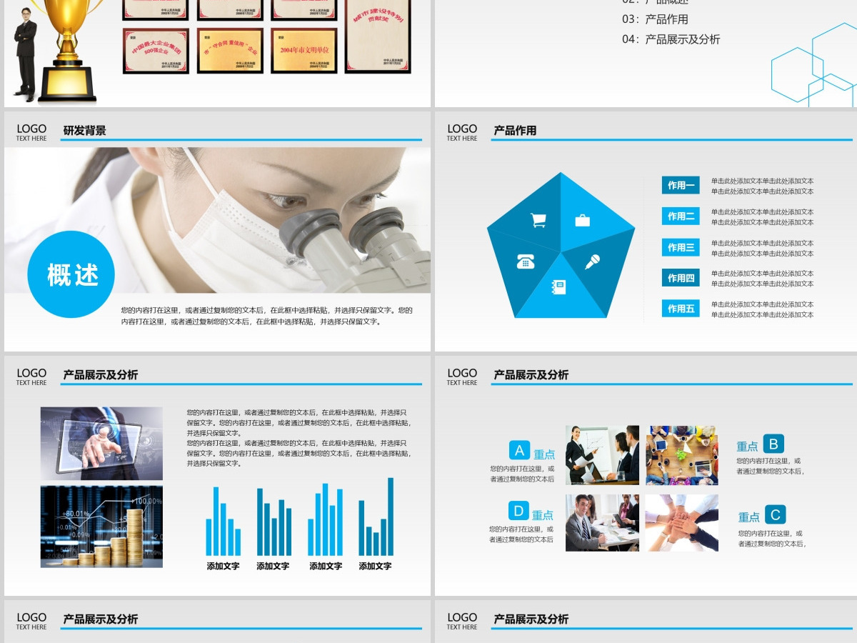 蓝色大气企业简介企业文化宣传PPT模板幻灯片
