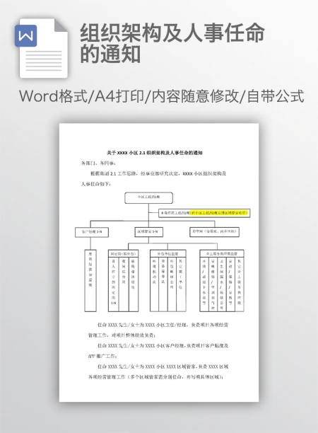组织架构及人事任命的通知