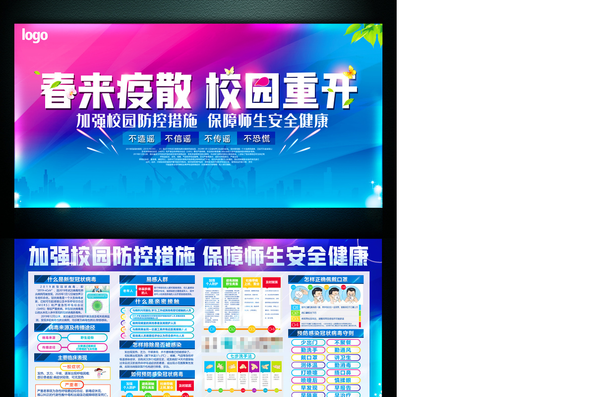 学校复学预防新冠肺炎知识展板设计