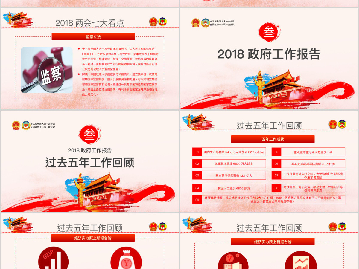 创新中国风聚焦两会关注民生贯彻落实政协政府工作报告精神党建党课ppt
