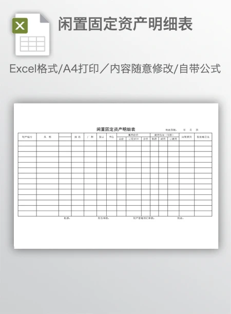 闲置固定资产明细表