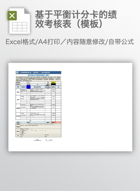 基于平衡计分卡的绩效考核表（模板）