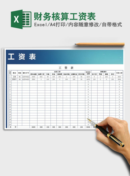 2021年财务核算工资表