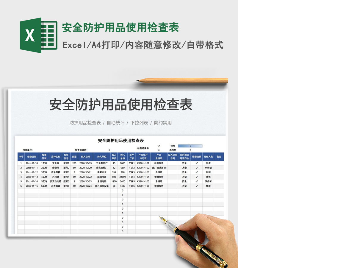 2021安全防护用品使用检查表免费下载 2021安全防护用品使用检查表免费下载