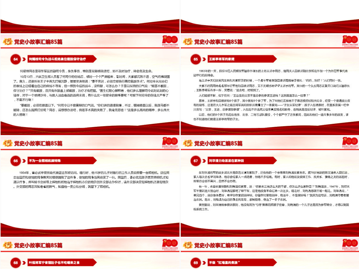 1921-2021党史小故事汇编85篇PPT中小学生学党史红色教育专题党课PPT模板-含讲稿 1921-2021党史小故事汇编85篇PPT中小学生学党史红色教育专题党课PPT模板-含讲稿