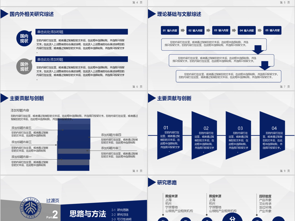 简洁实用型开题报告毕业论文答辩PPT模板幻灯片