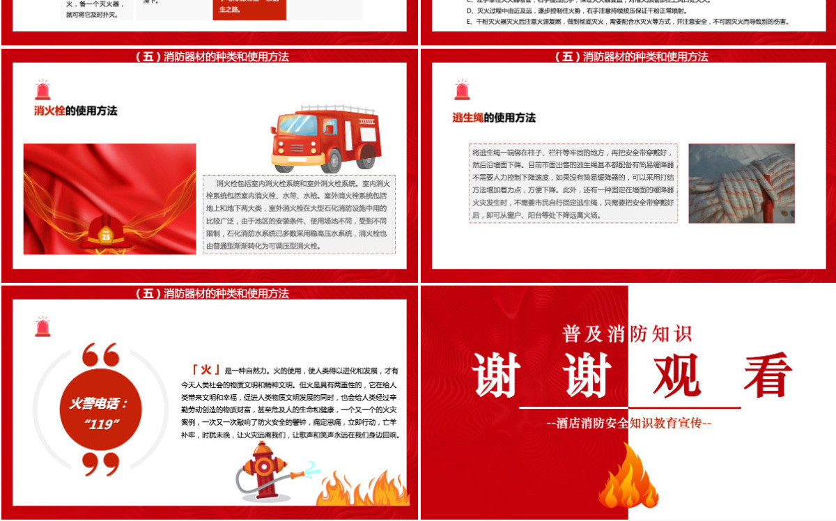 酒店消防培训简洁精美普及消防知识PPT