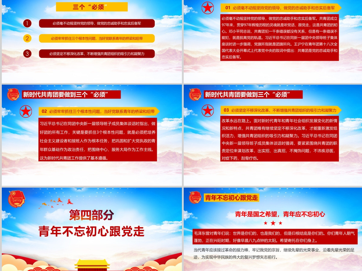 青春心向党建功新时代纪念五四运动102周年ppt模版--含讲稿
